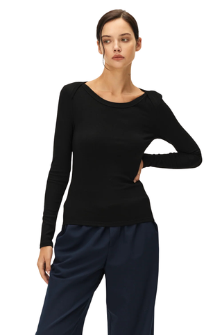 ELODIE Arlette Long Sleeve Boatneck Top Monkee's of Willamsburg