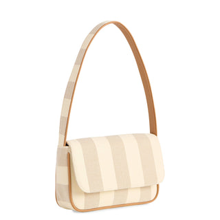 Canvas beige striped shoulder bag