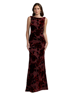 MAC DUGGAL Sleeveless Velvet High Neck Cowl Back Gown Monkee's of Willamsburg