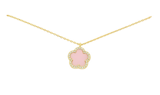 Gold Dipped Quatrefoil Gemstone Pendant Necklace