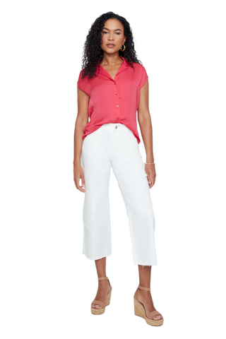 Luxe Satin Cap Sleeve Blouse - Terracotta