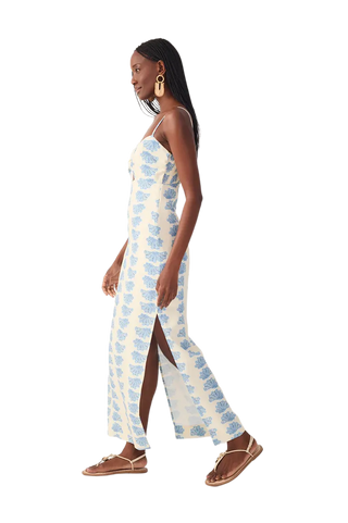 Off-white Aquarium Cut-out Sleeveless Linen Maxi Dress