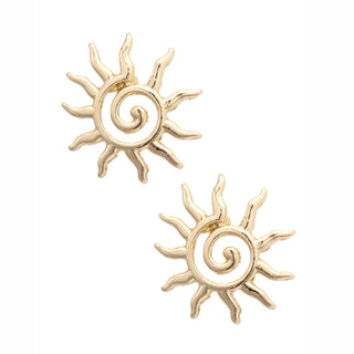 Spiral Sun Stud Earrings  - Shiny Gold