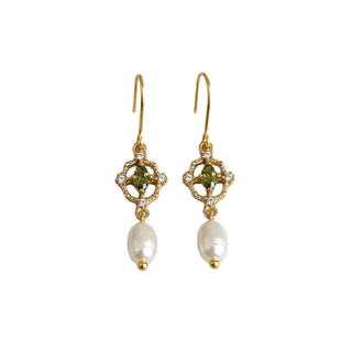 CAMILLA DOVEY Freshwater Pearl And Zirconia Long Drop Earrings Monkee's of Willamsburg