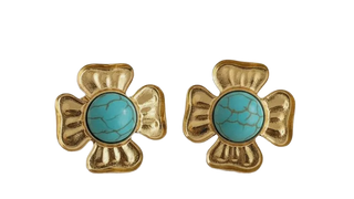 Floral Four-Leaf Drop Earrings with Vintage Charm