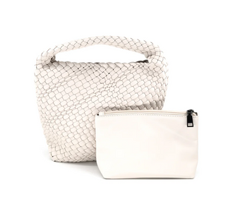 BC 2458 Mini Woven Hobo Bag White