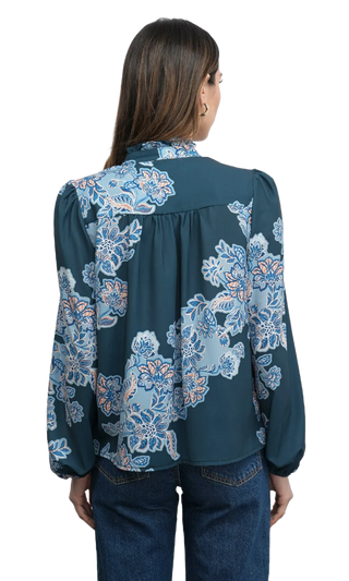 Cierra Button Up Tie Neck Blouse