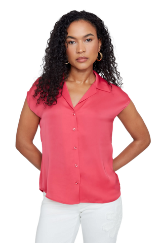 Luxe Satin Cap Sleeve Blouse - Terracotta