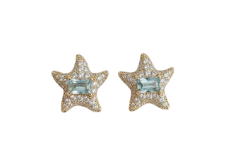 Gold Starfish Earrings with Sparkling Accents