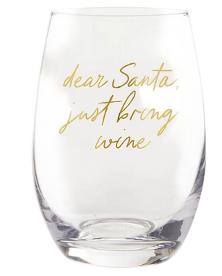 Stemless Wine Glass - Dear Santa