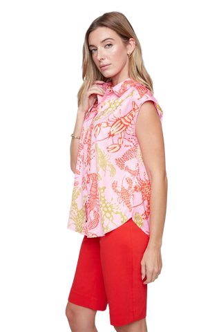 Printed Light Satin Sleeveless Blouse - Rosebloom