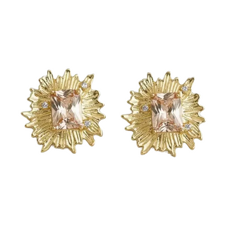 Artistic Floral Gemstone Stud Earrings