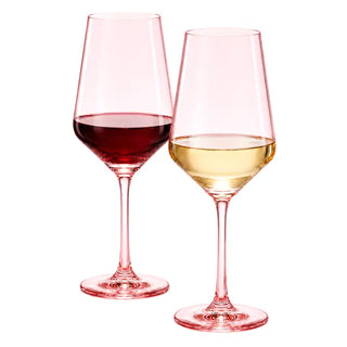 Colored Crystal Wine Glass Set of 2-Pink