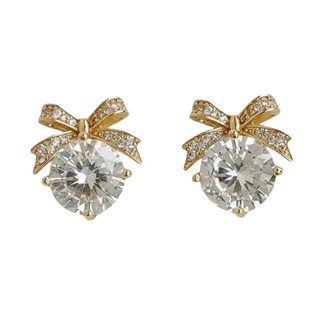 Cubic Zirconia Bow Stud Earrings