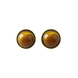 Geometric Round Tiger's Eye Stud Earrings