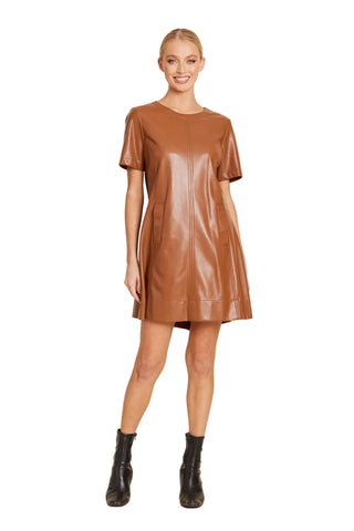 Vegan Leather Pleat Back Dress