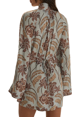 Floral patterned dress on a neutral background