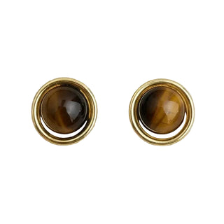 Vintage Inspired Round Tiger's Eye Studs