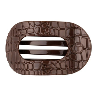 Brown Crocodile | Small | Flat Round Hair Clip