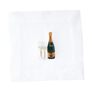 Linen Embroidered Cocktail Napkins