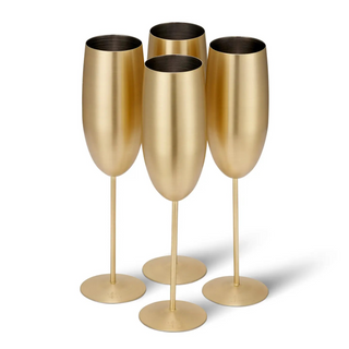 4 Matte Gold Champagne Flutes