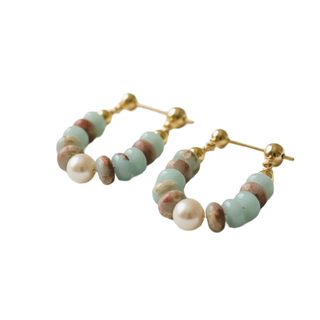 CAMILLA DOVEY Beaded Emperor Stone And Freshwater Pearl Earrings Monkee's of Willamsburg
