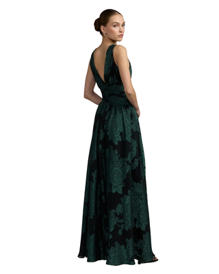 MAC DUGGAL Burnout Chiffon Sleeveless V Neck A Line Gown Monkee's of Willamsburg