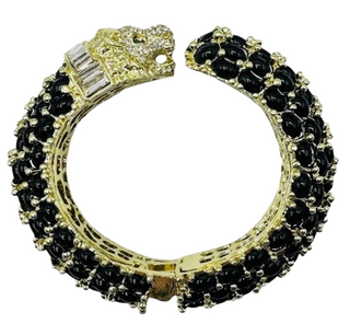 Black Beaded Leopard Bracelet