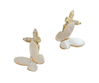 Elegant Butterfly Shell Drop Earrings