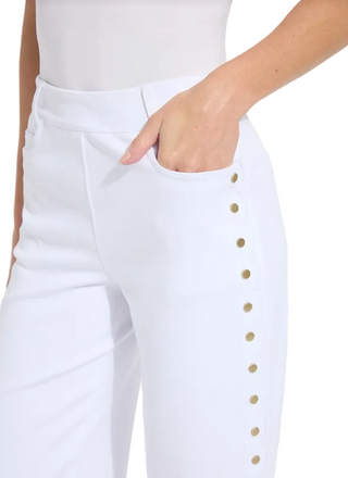 Willa Scallop Studded Crop Denim-White