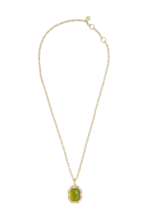 Bamboo With Stone Pendant Necklace - Gemstones