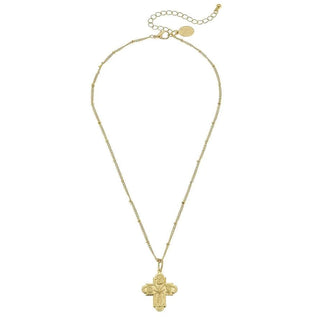 SUSAN SHAW Dainty Holy Family Cross Necklace Monkee's of Willamsburg