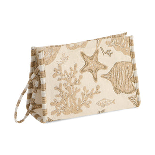 Coastal Jacquard Wristlet Pouch - Beige