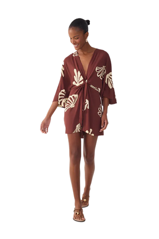 Brown Maritime Front Ties Romper