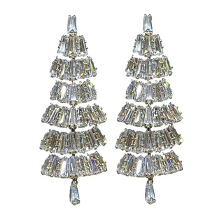 Baguette Crystal Christmas Tree Statement Earrings