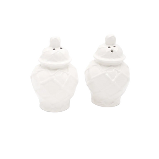 White Textured Jar Salt & Pepper Shaker Boxed Set