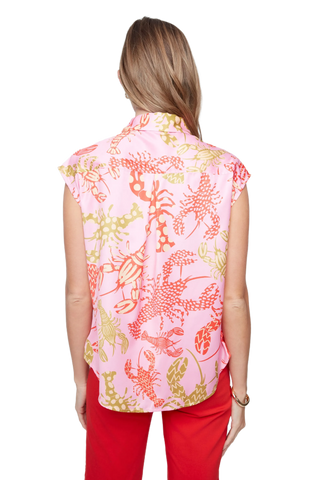 Printed Light Satin Sleeveless Blouse - Rosebloom