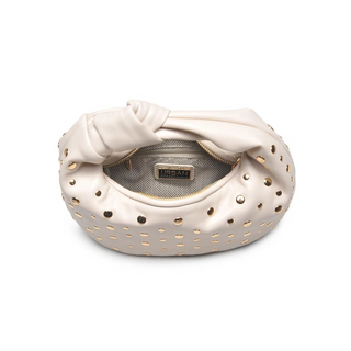 Tracy - Studded Knot Clutch - Oatmilk