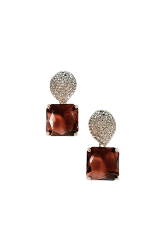 Smokey Plum Retro Pavé Crystal Gum Drop Earrings