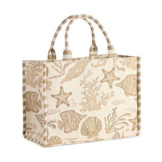 Coastal Jacquard Tote - Beige