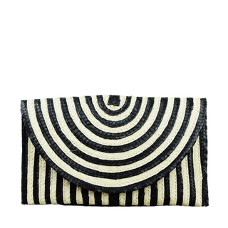 women's handbag Straw Clutch   Black & White Stripe by The Winding Road from Monkee's of Williamsburg
