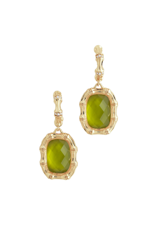 Bamboo with Stone Drop Earrings - Gemstones