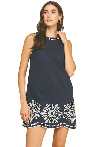 Floral Embroidered Mini Dress