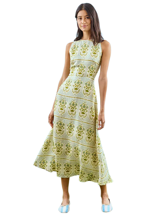 Faith Dress-Green Trellis