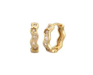 Gold-Tone Huggie Earrings with Sparkling Cubic Zirconia