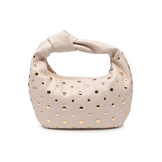 Tracy - Studded Knot Clutch - Oatmilk