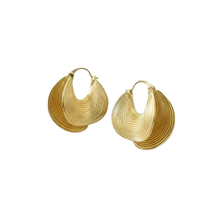 CAMILLA DOVEY Gold Fan-Shaped Hoop Earrings Monkee's of Willamsburg