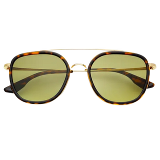Weston Acetate Round Unisex Sunglasses - Tortoise / Fade Green
