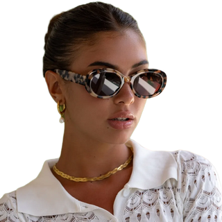 Aria Acetate Women's Oval Sunglasses - Milky Tortoise