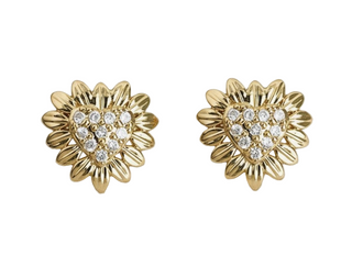 Charming Heart-Shaped Floral Drop Earrings